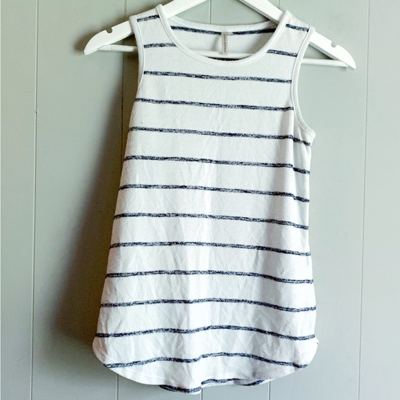 BANANA REPUBLIC Mariniere Striped Soft Curved Hem Sleeveless Top Tank XS - Picture 1 of 3